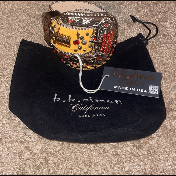 B.B. SIMON Orange & Red Belt Size 38 - Picture 2 of 9